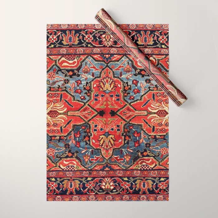 Kashan Poshti Central Persian Rug Print Wrapping Paper by Vicky Brago