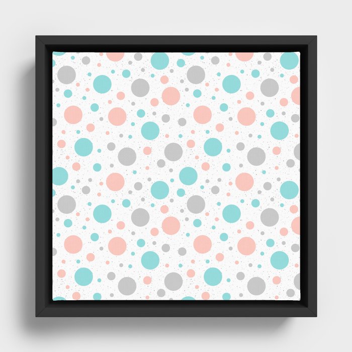 Kawaii Seamless Dots Framed Canvas