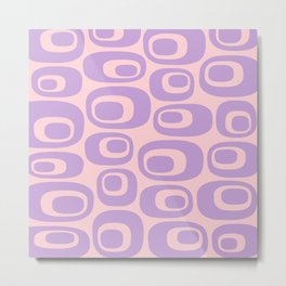 Retro Mid Century Modern Atomic Pattern 542 Pink and Lavender Metal Print