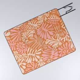 warm summer minimalistic  Leaves modern Matisse Liquid Pattern Picnic Blanket