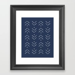 Arrow Lines Pattern in Navy Blue Framed Art Print