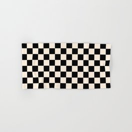 Checkerboard Mini Check Pattern in Black and Almond Cream Hand & Bath Towel