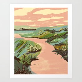 Pink Hill Landscape Art Print
