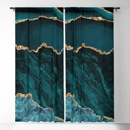 Teal Blue Emerald Marble Landscapes Blackout Curtain