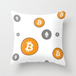 Ethereum and Bitcoin Pattern Throw Pillow