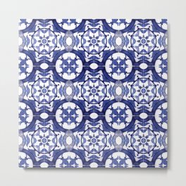 Portuguese Tiles Azulejos Blue and White Pattern Metal Print