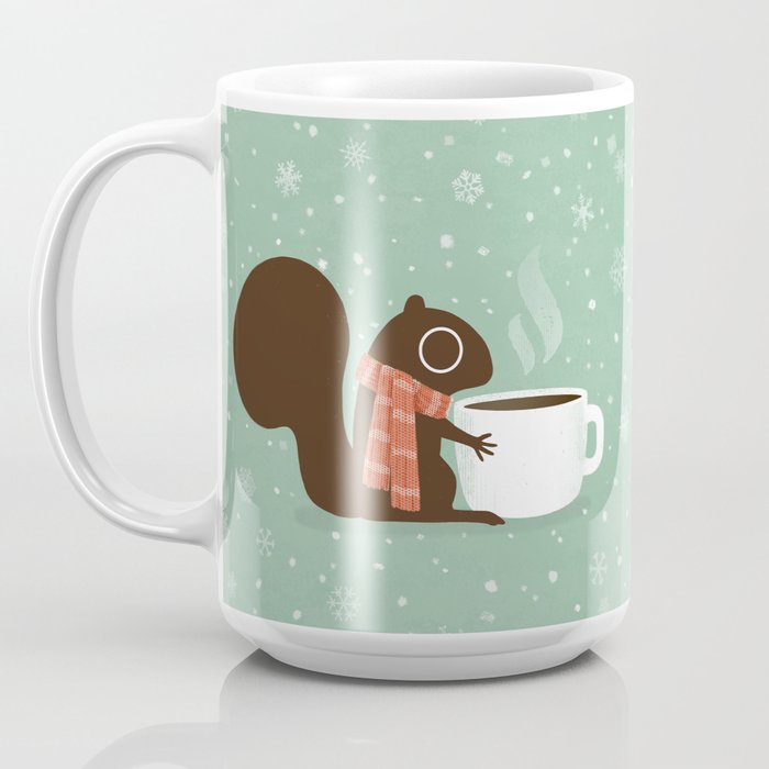 Cute Squirrel Coffee Lover Winter Holiday Travel Mug by Jenn Kay