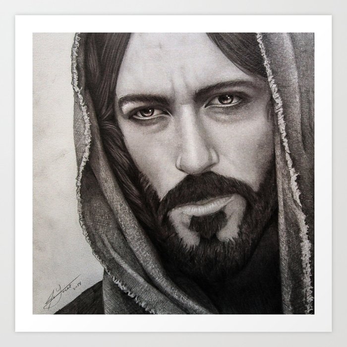 Portrait Drawing Of Jesus Christ Art Print By Juliolucas Society6