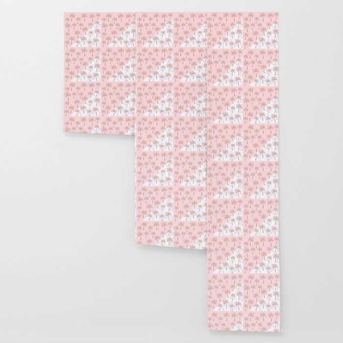 Elegant Rose Gold Glitter Palm Pattern White Marble Pink