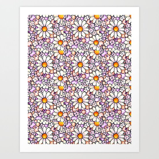 Large Blush Daisies Tiled Art Print