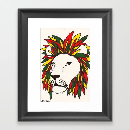 rasta lion Framed Art Print