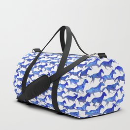Watercolor Horses Pattern - Blue Duffle Bag