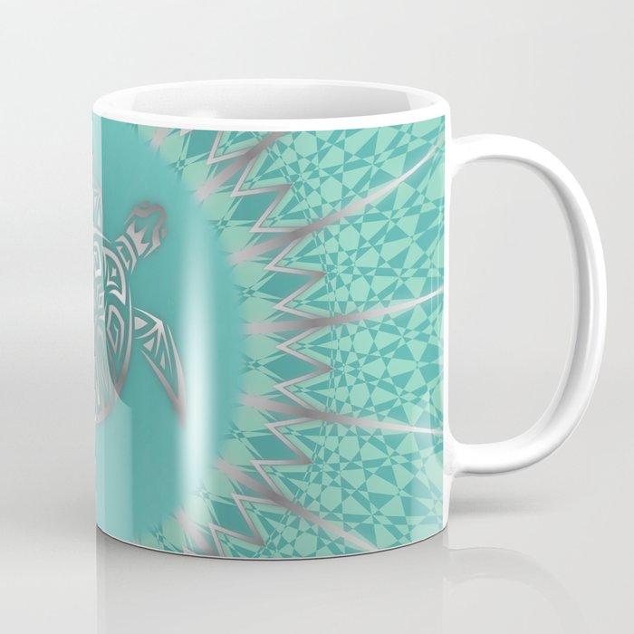 "Silver Turtle Radiance" | Tropical Mandala Design 2 Coffee Mug