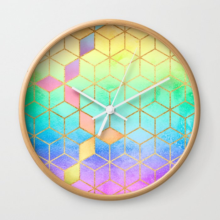 Rainbow Cubes Wall Clock