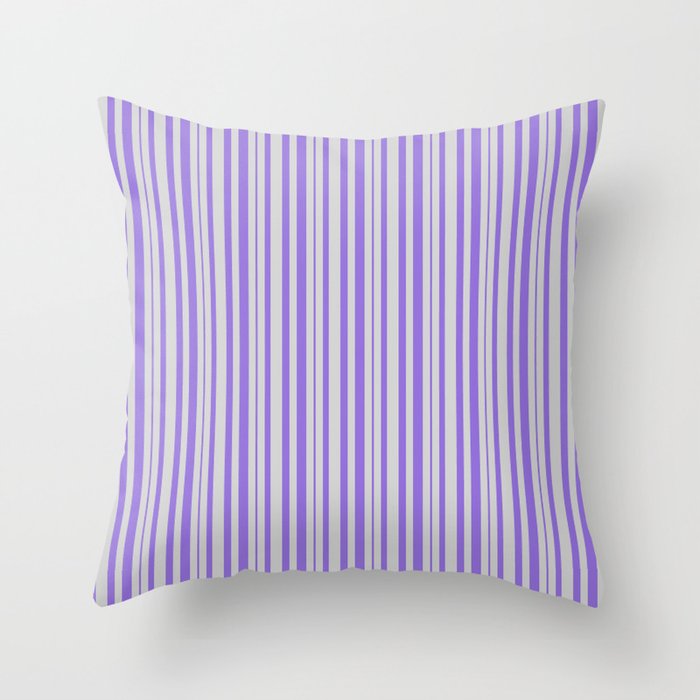 Light Gray & Purple Colored Lines Pattern Throw Pillow