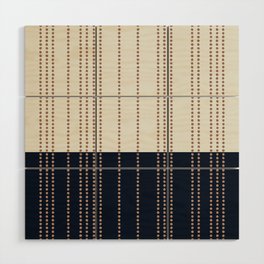 Spotted Stripes, Navy, Ivory and Light Terracotta Wood Wall Art