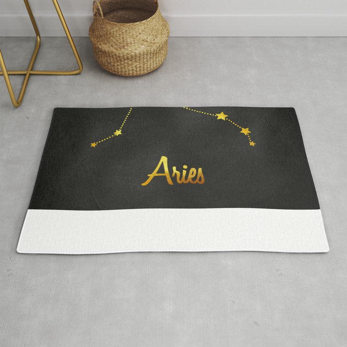 Aries Constellation in gold Rug
