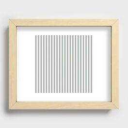 Forest Green and White Narrow Vertical Vintage Provincial French Chateau Ticking Stripe Recessed Framed Print