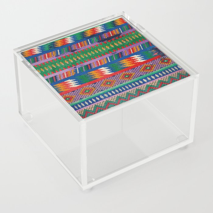 Vintage Central American Textile Pattern Acrylic Box