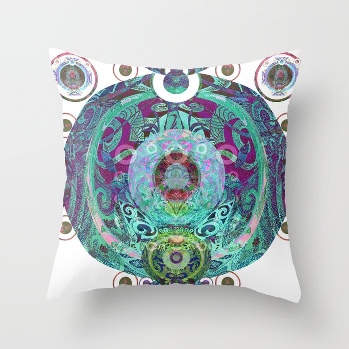 Psychedelic Tribal Orb Throw Pillow