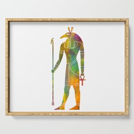 Egyptian god anubis in watercolor Serving Tray
