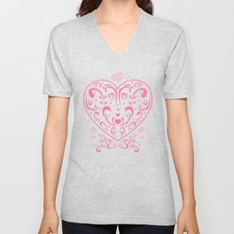 Ornamental Valentine's Day Heart V Neck T Shirt