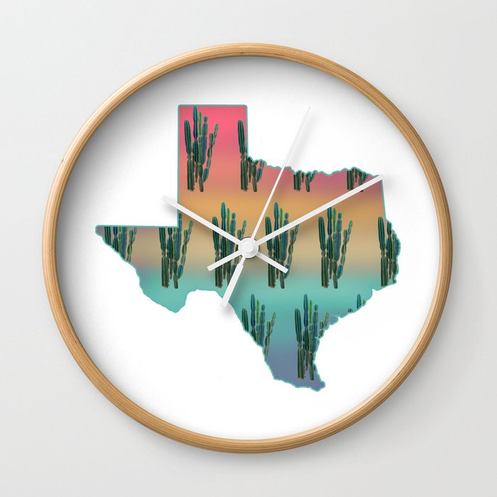 Sunset Cactus Texas Wall Clock