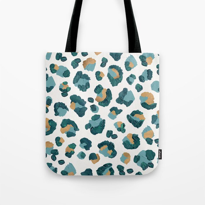 Leopard Print – Teal & Copper Tote Bag