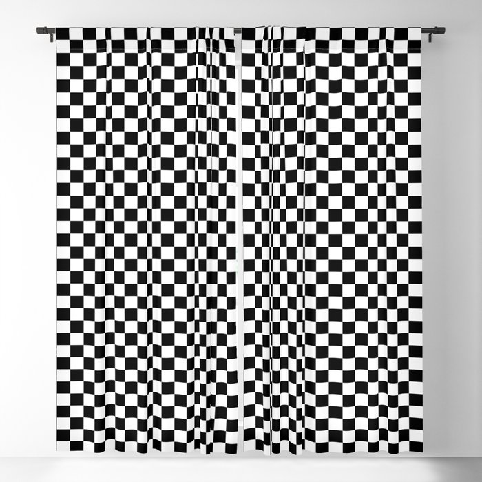 Black And White Checkered Minimalist Geometric Line Drawing Blackout Curtain