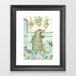 This is a mirror. You are a reptile applying lipstick. Framed Art Print