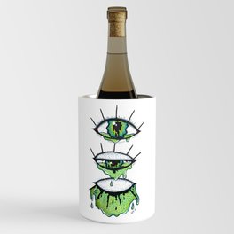 Hand Painted Watercolor Melting Green Eyes Wine Chiller