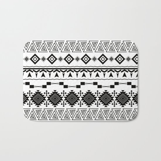 Aztec black white pattern. Bath Mat