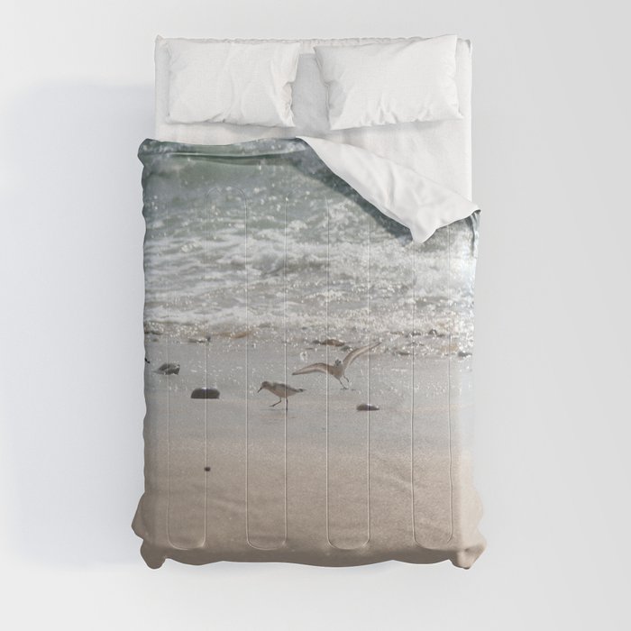 Seashore Sandpipers in tideland Comforter