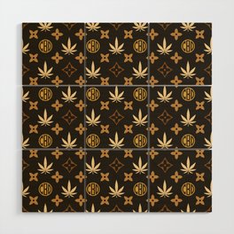 Marijuana tile pattern. Digital Illustration background Wood Wall Art
