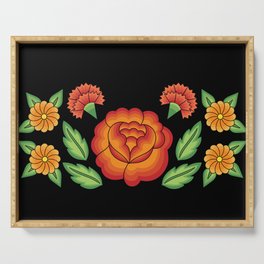 Mexican Folk Pattern – Tehuantepec Huipil flower embroidery Serving Tray