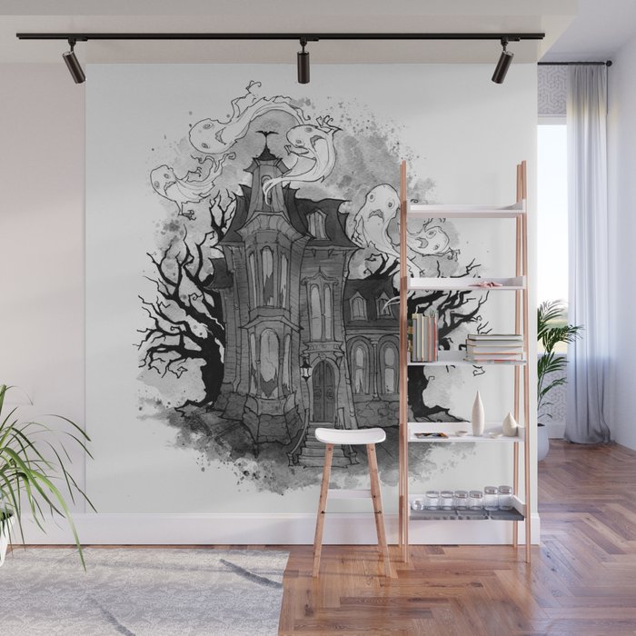 Inktober Haunted House Wall Mural By Irenhorrors Society6