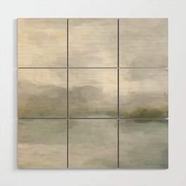 Break in the Weather II - Modern Abstract Painting, Light Teal, Sage Green Gray Cloudy Weather Ocean Wood Wall Art