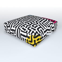 Instable Equilibrium Abstract Primitivism Art Pattern by Emmanuel Signorino Outdoor Floor Cushion