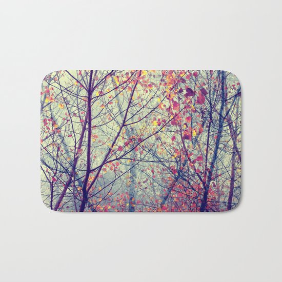 trees misty morning Bath Mat