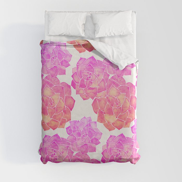 Rosette Succulents – Pink Palette Duvet Cover