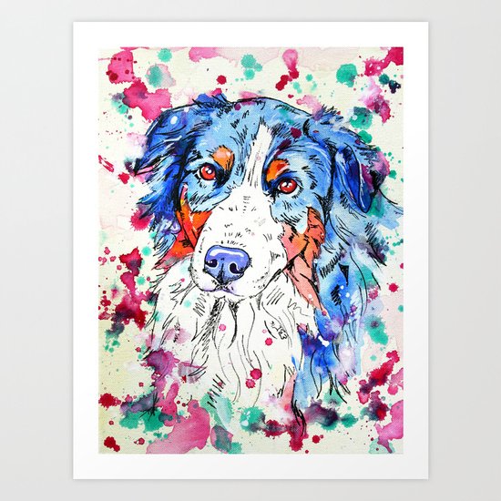 Tri Australian Shepherd Art Print