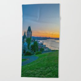 Quebec City St Lawrence River Sunrise Beach Towel