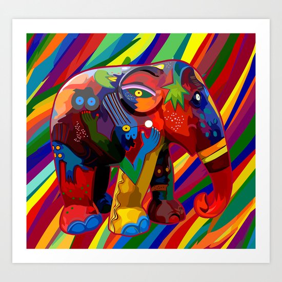 Full color abstract Elephant iPhone 4 4s 5 5c 6, pillow case, mugs and tshirt Art Print