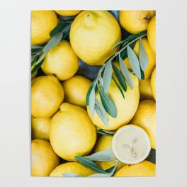Lemons & Olive branches | Italian lifestyle | Travel photography food wall art print Poster