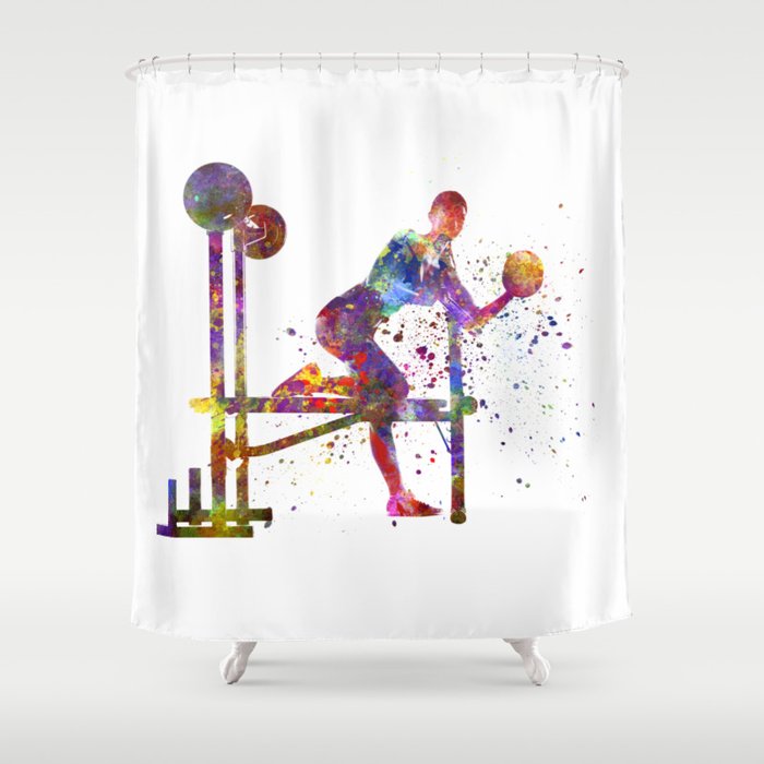 fitness in watercolor Shower Curtain