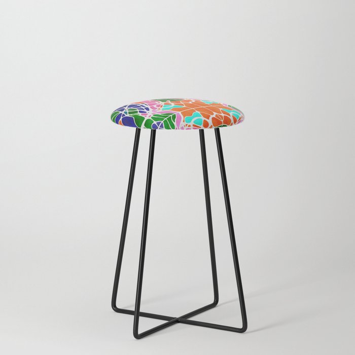 Edited Neurographic pattern with a circles and variety shapes by MariDani Counter Stool