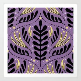 Mystical Scandinavian Ferns - Purple Art Print