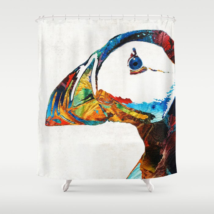 Colorful Puffin Art By Sharon Cummings Shower Curtain