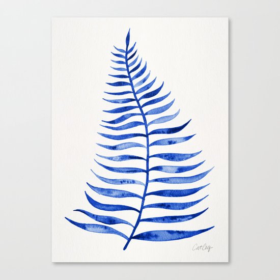 Navy Palm Leaf Canvas Print