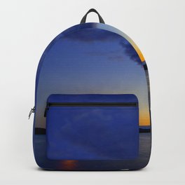 Moonlight in the blue night sky Backpack | Lake, Poster, Night, Nature, Sky, Moon, Blue, Scenic, Art, Summer 